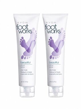 AVON FOOTWORKS 2 PK LAVENDER CLAY MASK (NEW WITH TAGS)